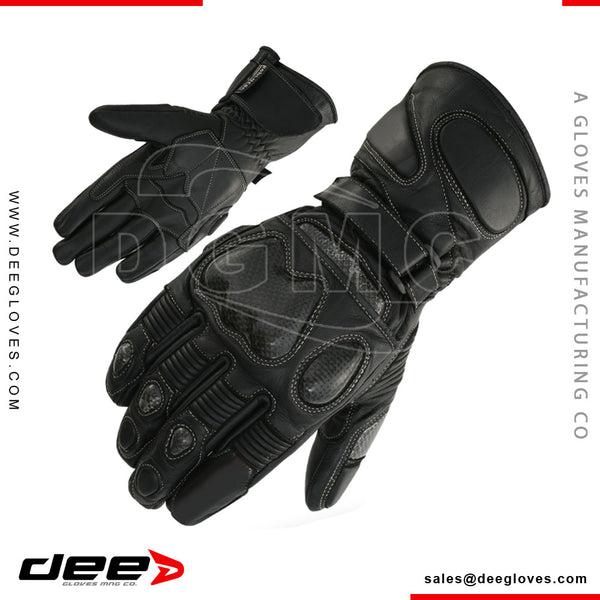 Leather Racing Motorbike Gloves Black