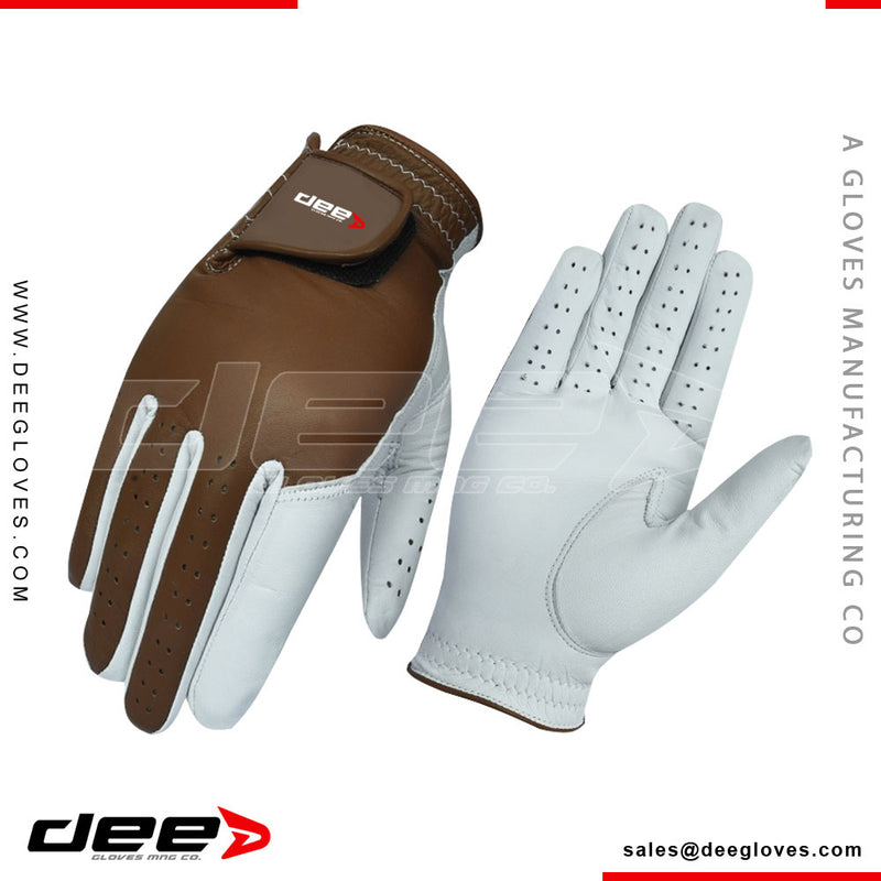 Men Golf Gloves White/Brown